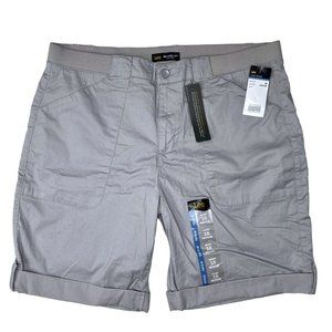 LEE Women's Flex to Go Relaxed Fit Cargo Shorts Cuffed Sz 16 Gray NEW